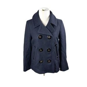 Milly of New York Classic Navy Blue and Black Double Breasted Pea Coat